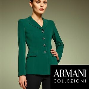 90s Armani Collezioni Hunter Green Boucle Winter Blazer Silk/Wool 🇮🇹